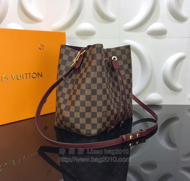 LV女包 N40214 2019新顏色 路易威登NéoNoé手袋 LV抽繩水桶包 LV女肩背包 LV棋盤格挎包  ydh3058